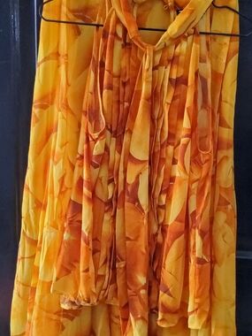 New York & Company Yellow and Orange Floral Maxi Dress